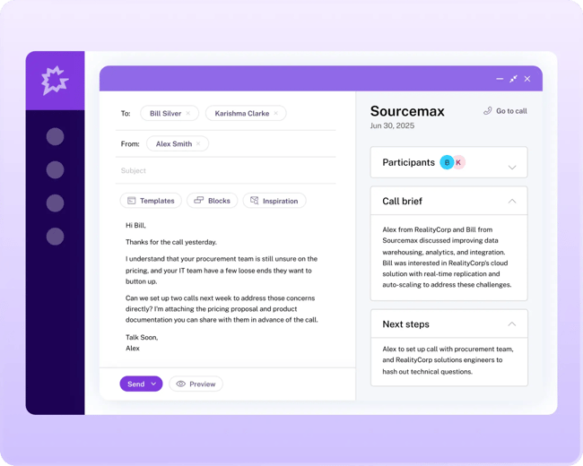gong interface displaying conversation intelligence insights that business automation tools use to identify deal risks and coaching opportunities